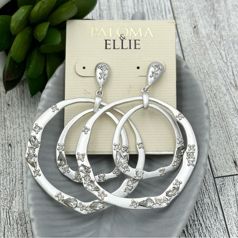 Paloma & Ellie Nordstrom Matte Silver Tone Statement Post Drop Circle Earrings